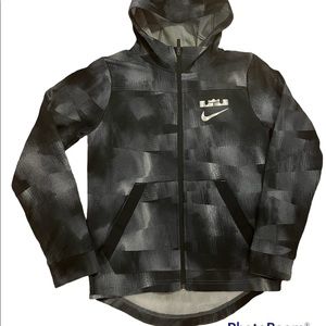 Nike Lebron James Dri-Fit Full Zip Hoodie Jacket Youth, Size Large - Black/Gray